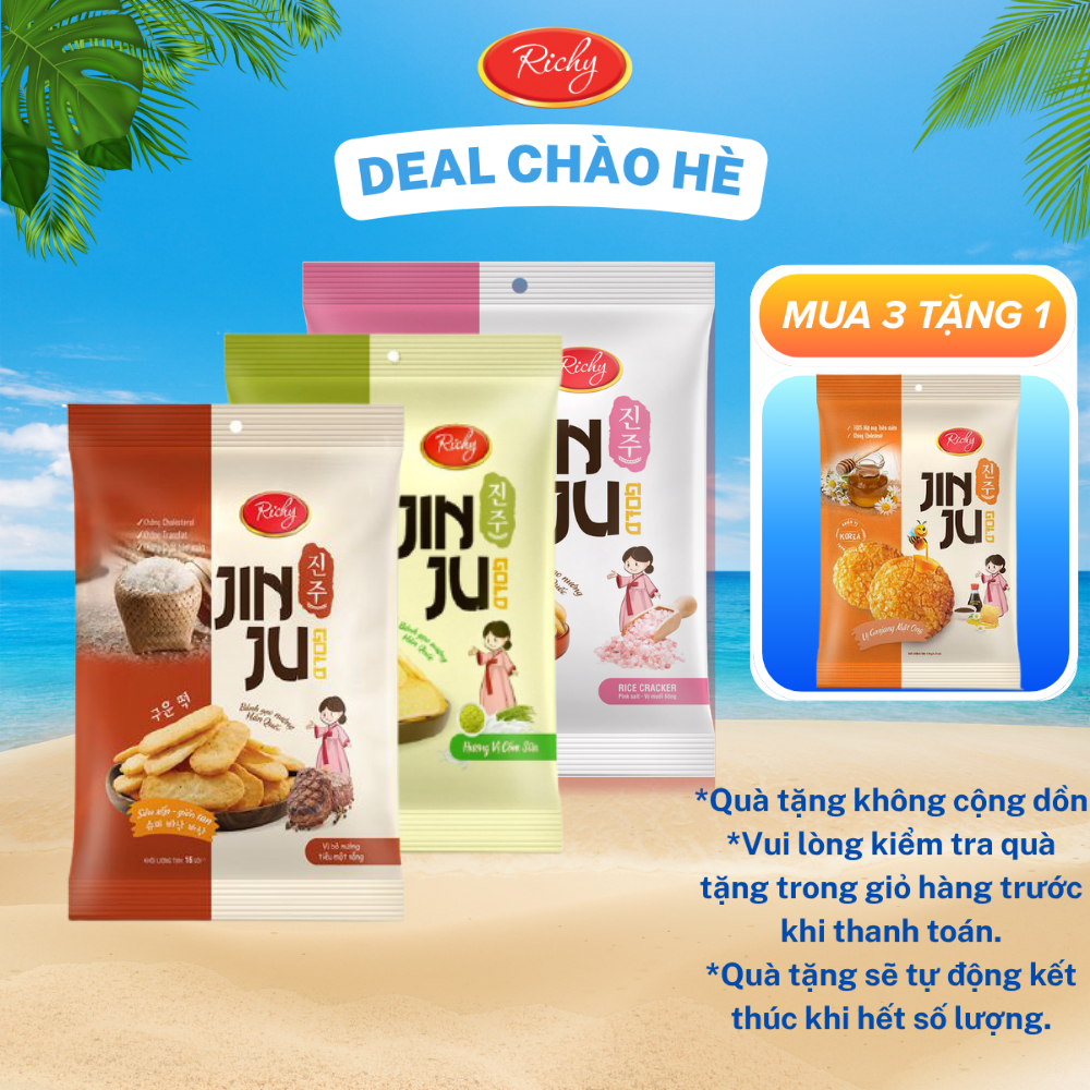[MUA 3 TẶNG 1] Combo 3 Gói Bánh Gạo Richy Jinju Tặng 1 Jinju Vị Ngẫu Nhiên