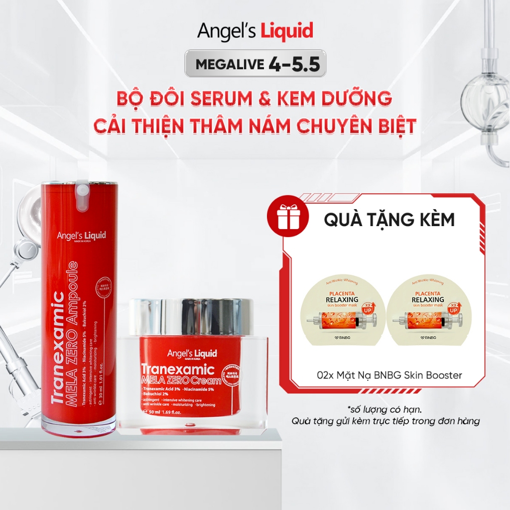 [Angel's Liquid] Bộ Sản Phẩm Serum & Kem Dưỡng Cải Thiện Thâm Nám Angel's Liquid Tranexamic Acid Mel