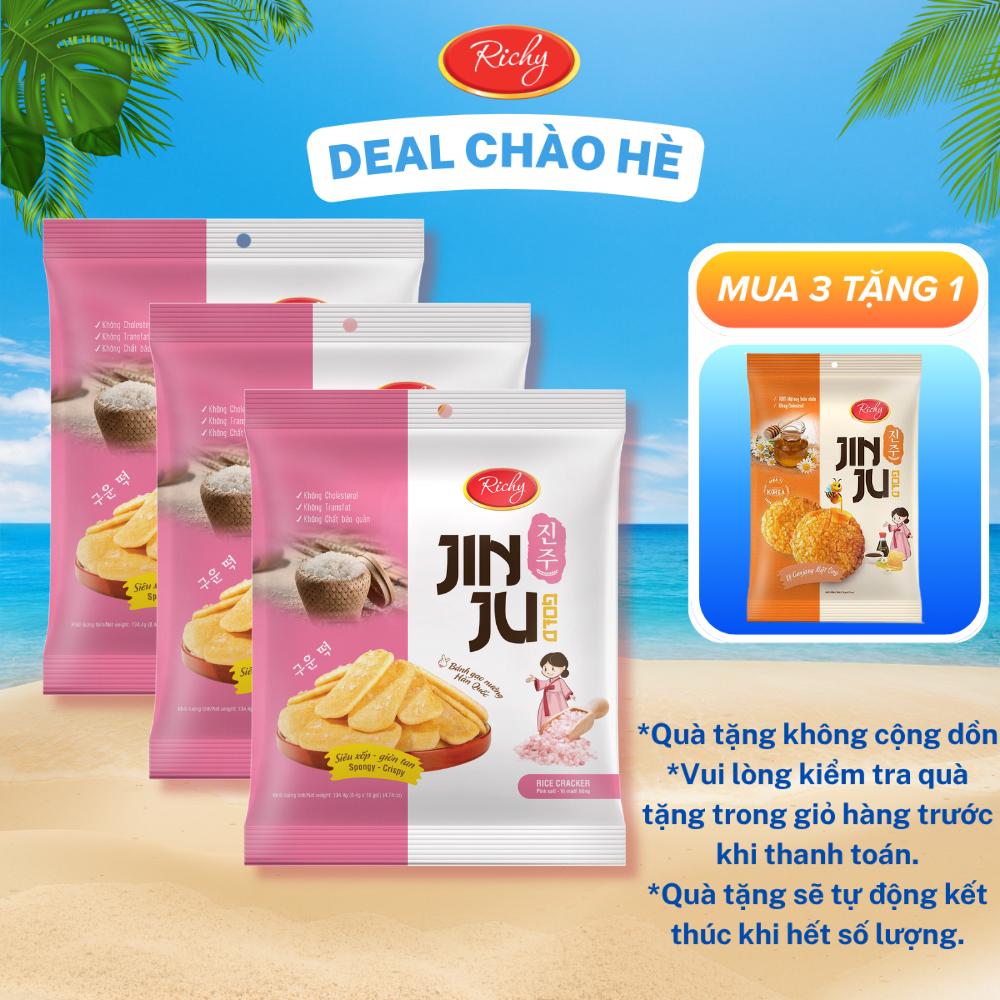 [MUA 3 TẶNG 1] Bánh gạo Jinju vị Muối Hồng Himalaya 135g