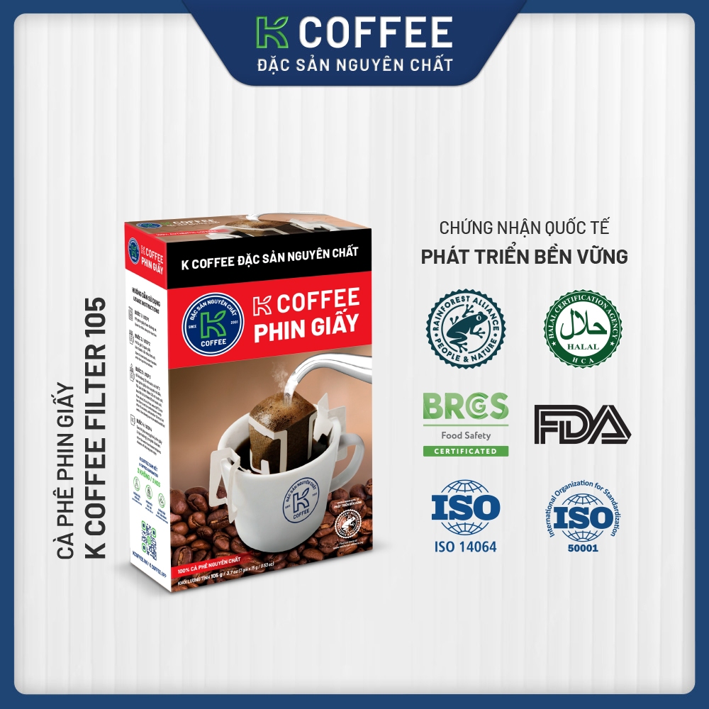 Cà Phê Phin Giấy K Filter Coffee 105g - Thương hiệu K Coffee