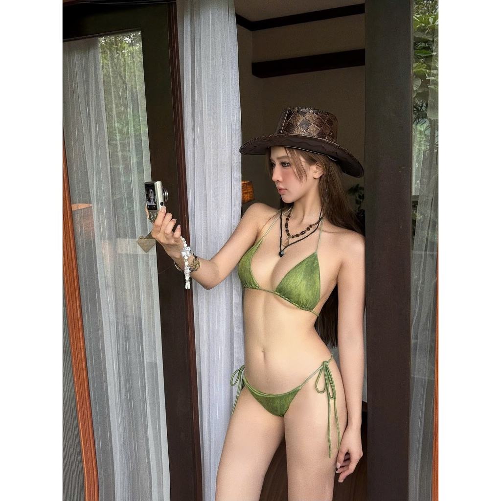 Bikini 2 mảnh đi biển basic xanh rêu, Bikini 2 mảnh đi biển cao cấp tôn dáng  - H38 | BigBuy360 - bigbuy360.vn