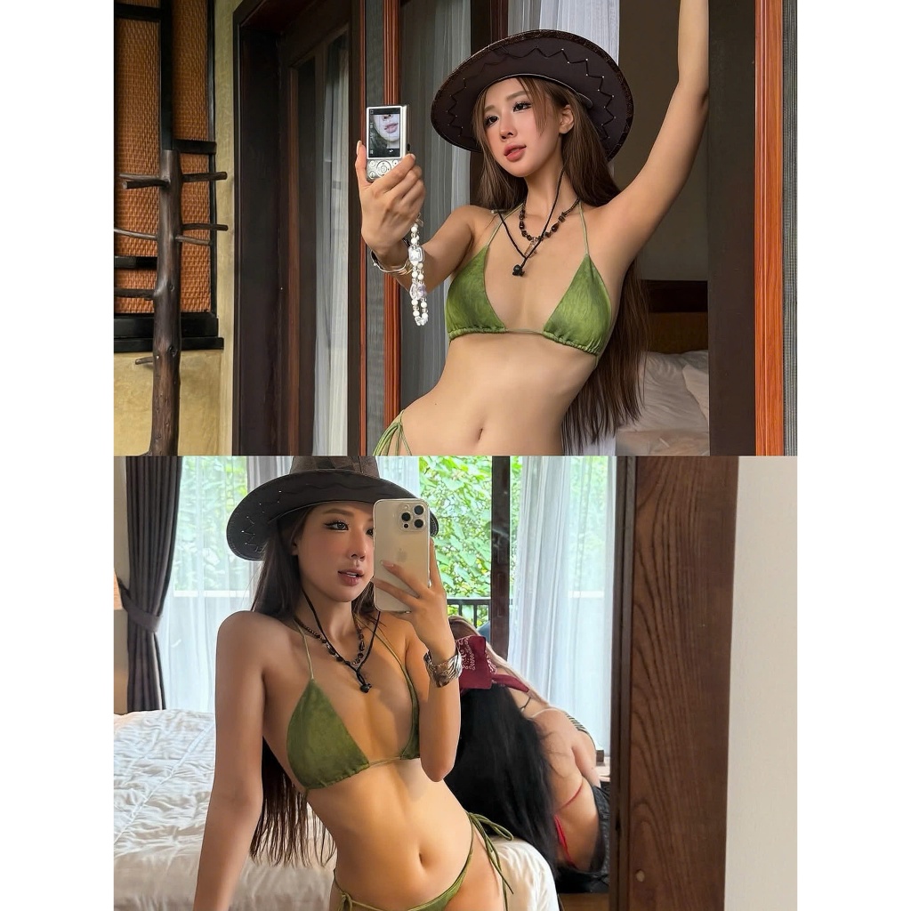 Bikini 2 mảnh đi biển basic xanh rêu, Bikini 2 mảnh đi biển cao cấp tôn dáng  - H38 | BigBuy360 - bigbuy360.vn