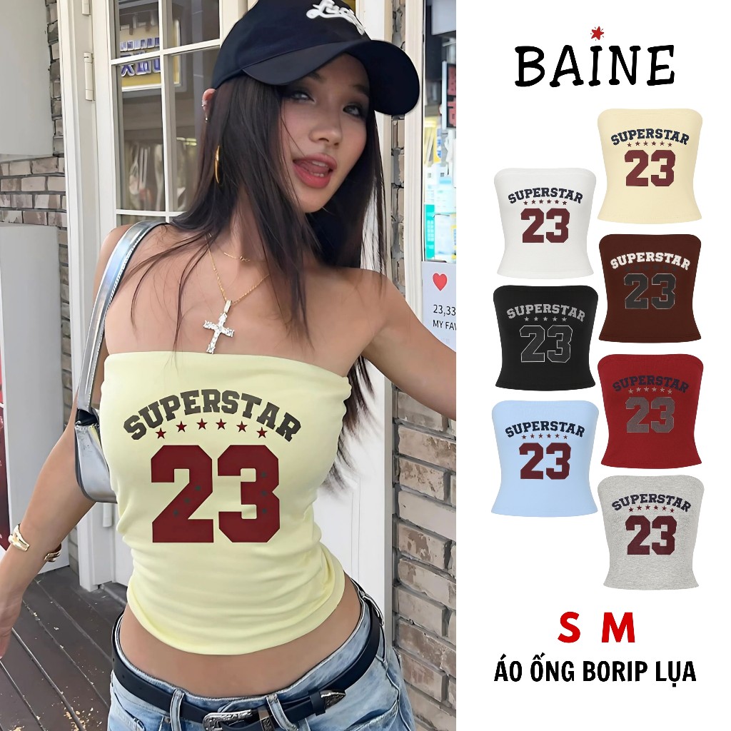 Áo ỐNG SUPERSTAR 23 Kiểu In Hình Nhiều Màu DD32, Áo Quây Nữ Chất Thun Borip Lụa BAINE