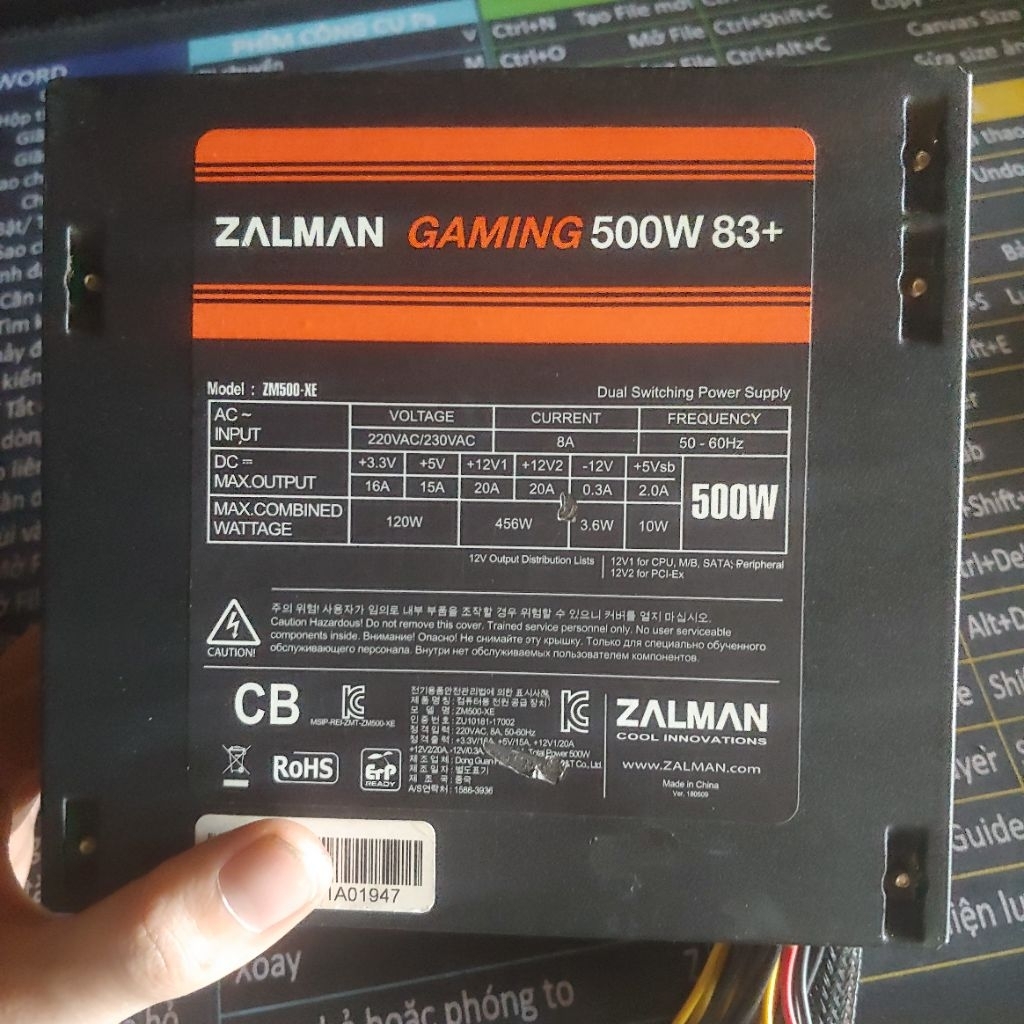 nguồn zalman 500w 83+ công suất thực cũ
