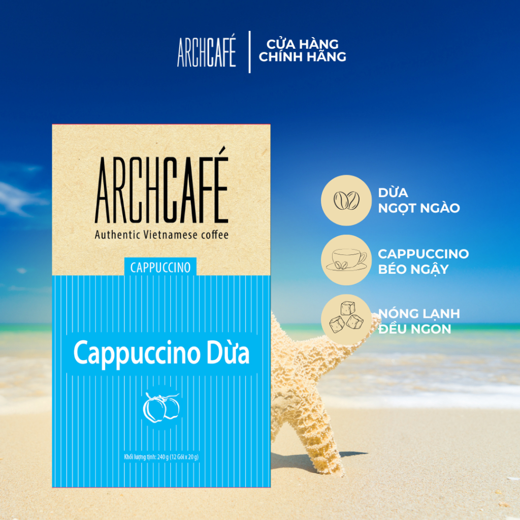 Cà phê Cappuccino Dừa - Archcafé (hộp 12 gói x 20g)