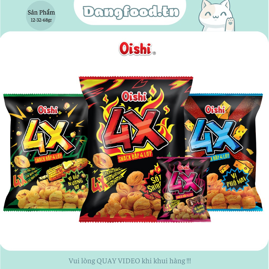 Combo 5 Gói Snack Oishi 4X Vị Sườn Nướng 32gr