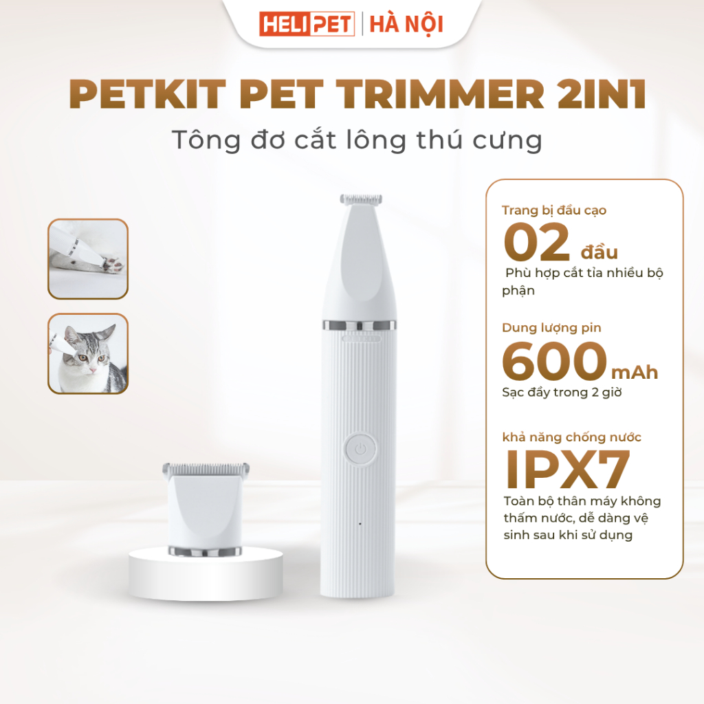 Tông Đơ, Máy Cắt Tỉa Lông Chó Mèo 2 Chức Năng Petkit PRO 2026