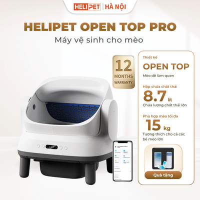 [Tặng Thảm] Máy Dọn Phân Mèo Tự Động HELIPET OPEN TOP 2026  PRO - Tự Động Dọn, An Toàn