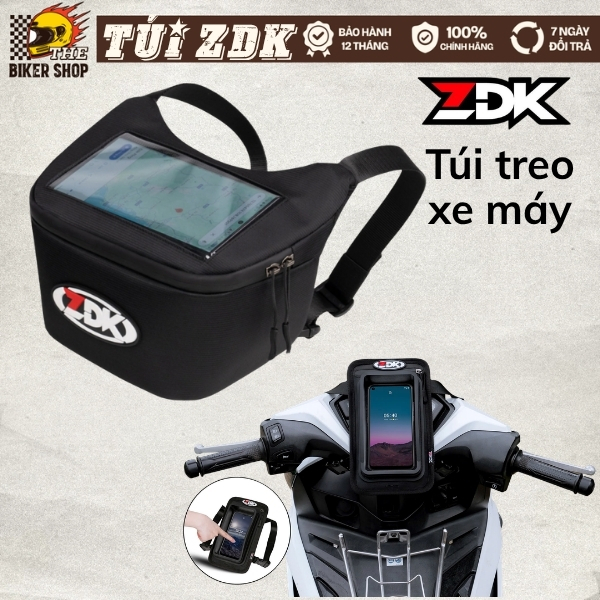 Túi Treo Đầu Xe Máy ZDK K1, ZDK K5, Túi Treo Ghi Đông Xe Dùng Được Cảm Ứng Điện Thoại, Sạc Đi Phượt