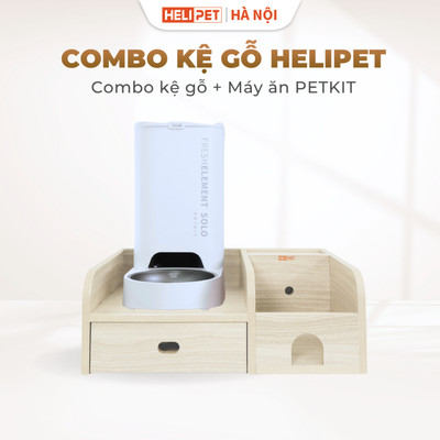 Combo Kệ Gỗ HELIPET Và Máy Nhả Hạt Cho Mèo Chó PETKIT Tiện Ích