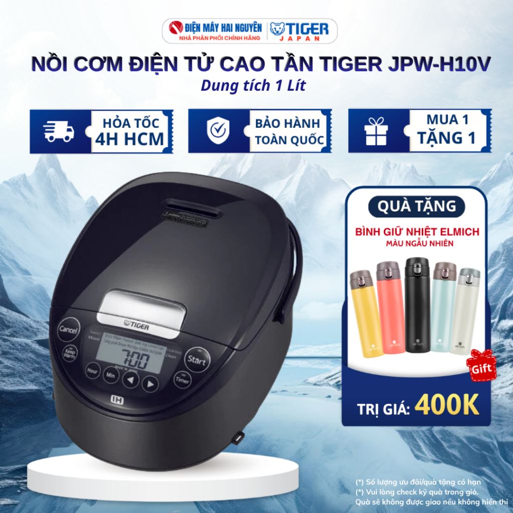 Nồi cơm điện tử cao tần Tiger JPW-H10V, Bảo hành chính hãng 12 tháng
