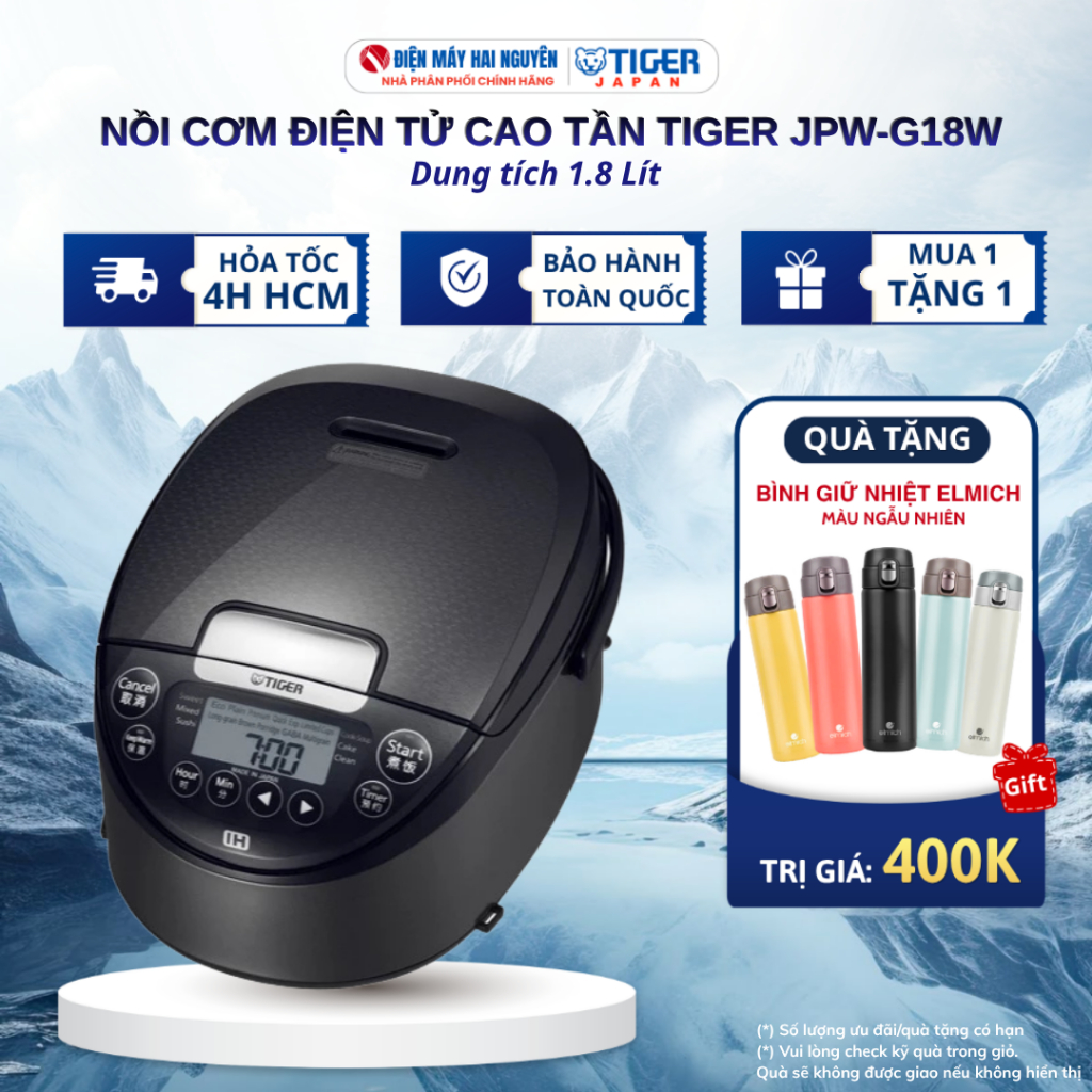 Nồi Cơm Điện Tử Cao Tần Tiger JPW-G18W 1.8 lít - Hàng chính hãng