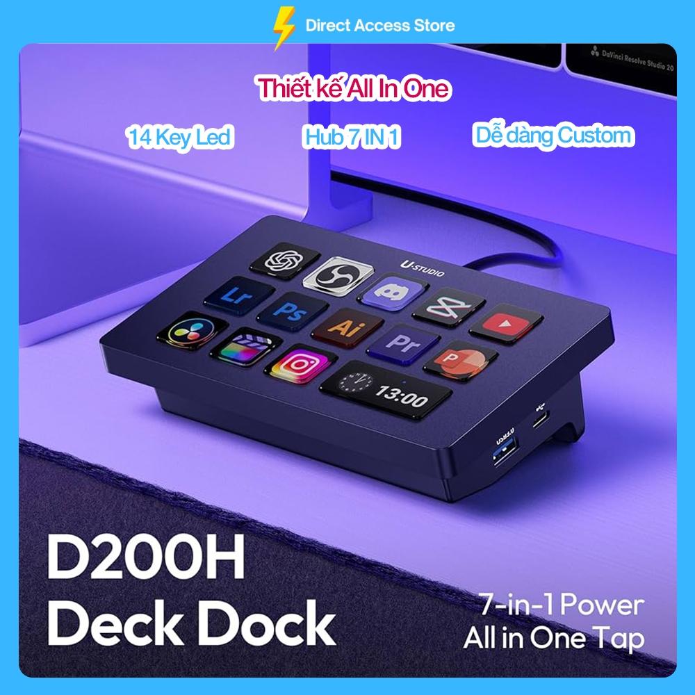 Ulanzi D200H Stream Deck Dock AI - Tich hợp 13 phím Macro chức năng chính hãng