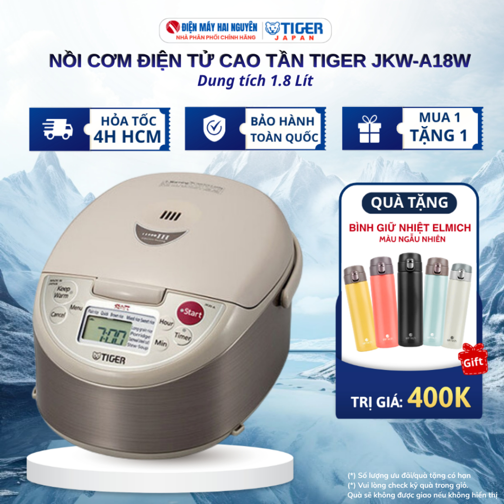 Nồi cơm điện tử cao tần Tiger JKW-A18W, Dung tích 1.8 lít, Bảo hành toàn quốc