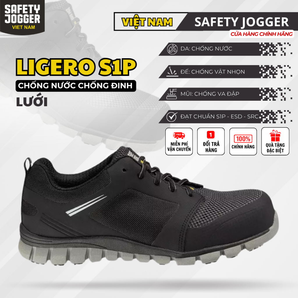 [SAFETY JOGGER] Giày Bảo Hộ Safety Jogger Ligero S1P Siêu Nhẹ Chống Nước Chống Trơn Trượt Chống Đinh