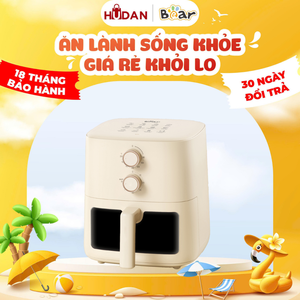 Nồi chiên không dầu BEAR 5L AF-5H15I52 Tiếng Việt Chiên Nướng Hơi Nước Chiên Nướng Không Dầu