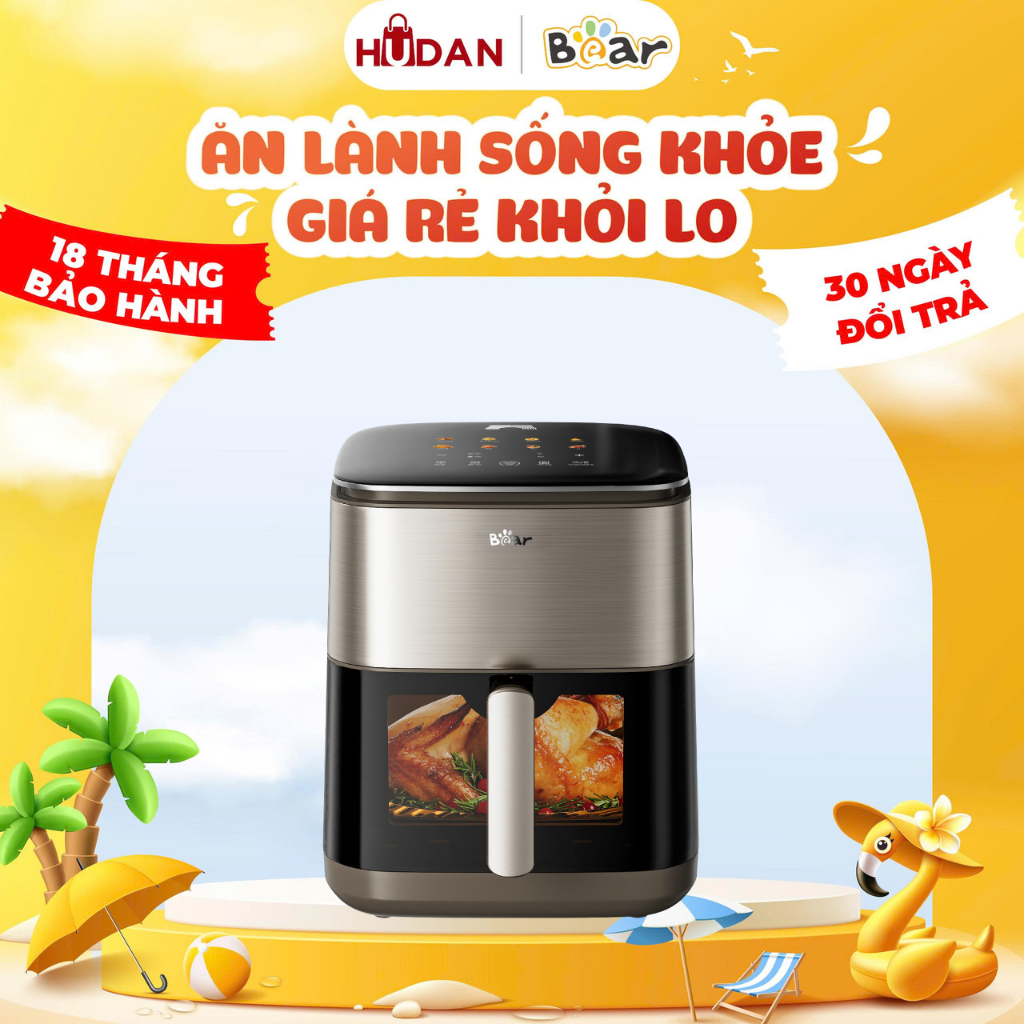 Nồi chiên không dầu BEAR 6,2L AF-5H20J75 Tiếng Việt Nồi Chiên Hơi Nước Giảm Dầu Mỡ Đa Năng Healthy