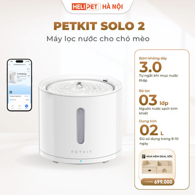 Máy Lọc Nước Petkit Eversweet Solo 2- Bơm Không Dây 3.0 - Dành Cho Chó Mèo Chính Hãng