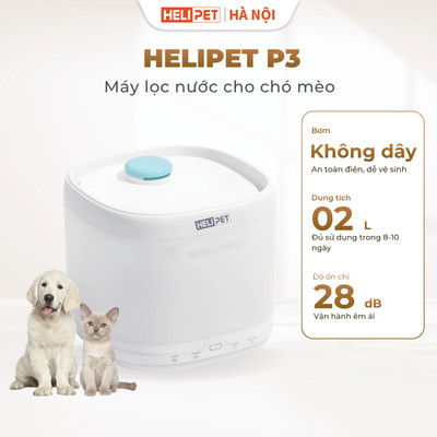 [New 2026] Máy Lọc Nước HELIPET P3 Giúp Mèo Uống Nhiều Nước Công Nghệ Bơm Không Dây An Toàn Cho mèo