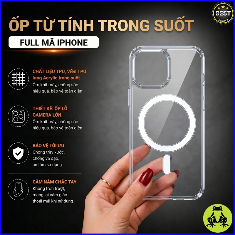 Ốp Lưng từ tính trong suốt Iphone 17/ iphone 17 Pro/  Iphone 17 Pro Max/ Iphone 17 Air ốp dẻo, hạn c