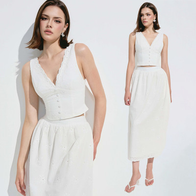 RECHIC Áo kiểu Bonie cổ V sát nách cá tính năng động