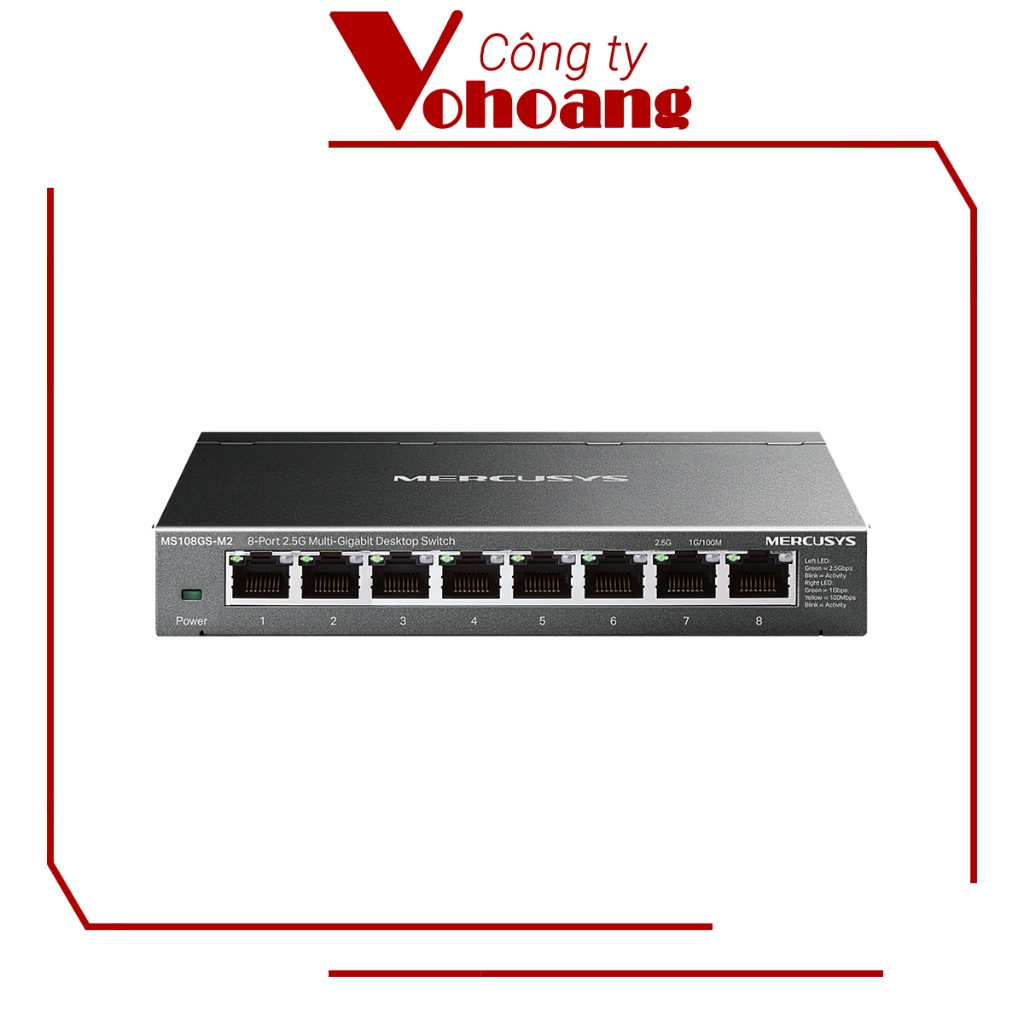 Switch 8 Cổng 2.5G Mercusys MS108GS-M2 - Multi-Gigabit, Super-Fast Connections, Thiết Kế Full Kim Lo