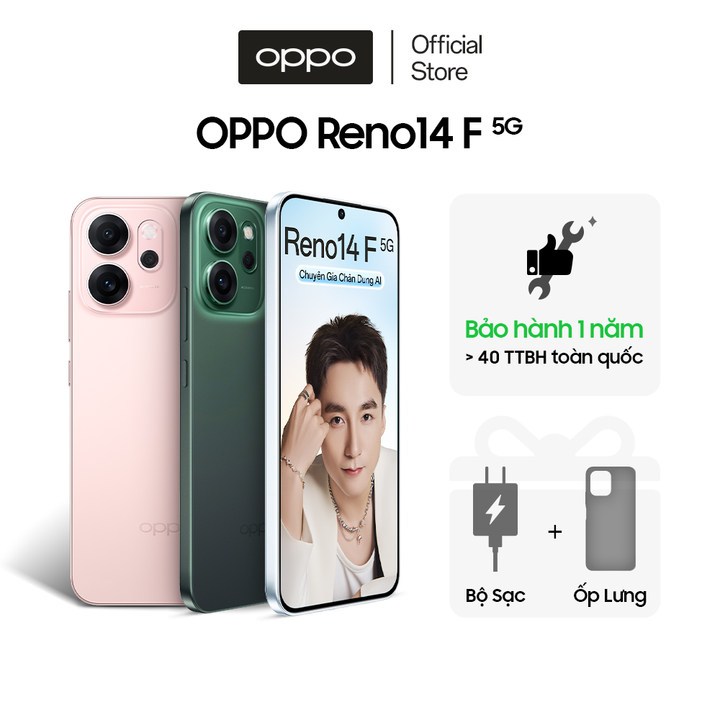 Điện thoại OPPO Reno14F 5G 8GB/256GB có NFC, nhân bản ứng dụng, AI Camera, Chụp dưới nước | BigBuy360 - bigbuy360.vn