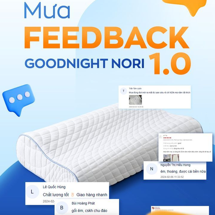 Gối Foam Goodnight Nori Gối Công Thái Học 30*60cm Lượn Sóng Nâng Đỡ, Vua Nệm | BigBuy360 - bigbuy360.vn
