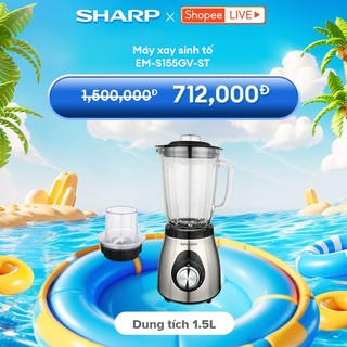 Máy xay sinh tố sharp em-s155gv-st 1.5l cối thủy tinh - bh 12t