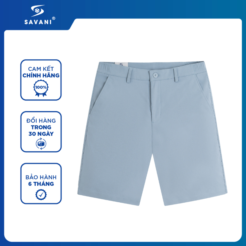 Quần Short Khaki Nam SAVANI Form SlimFit, Chất Vải Co Giãn 4 Chiều, Không Nhắn, Thoáng Khí MSOS015S6