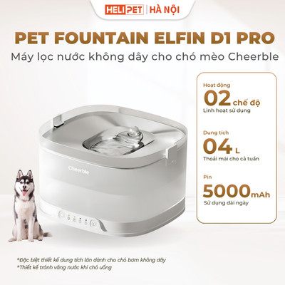 Máy Lọc Nước Cho Chó Dung Tích Lớn 4L CHEERBLE D1/ D1 Pro - Lọc Nước Không Dây