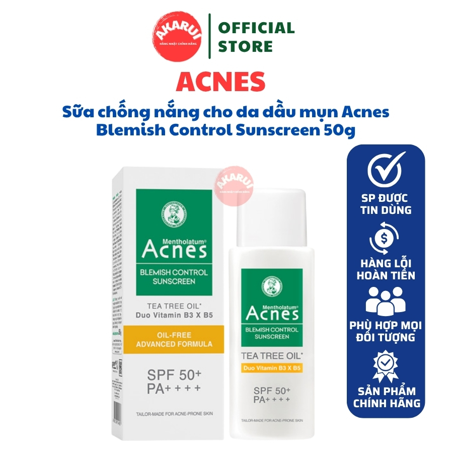 Sữa chống nắng cho da dầu mụn Acnes Blemish Control Sunscreen White Conc 50g