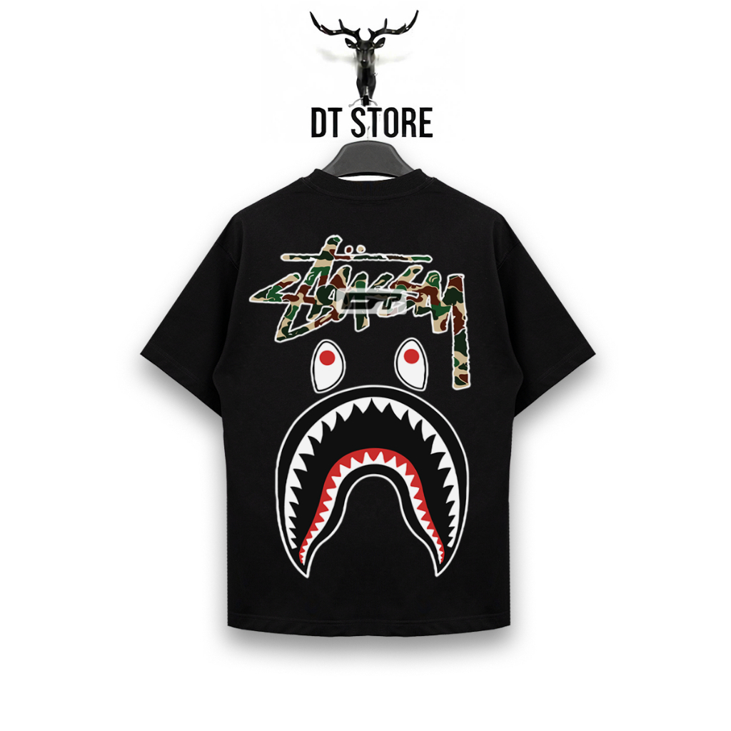 ÁO THUN STUSSY X BAPE CAMO VẢI COTTON CAO CẤP FORM RỘNG UNISEX - ÁO PHÔNG NAM CM BAPE HOTTREND 2026