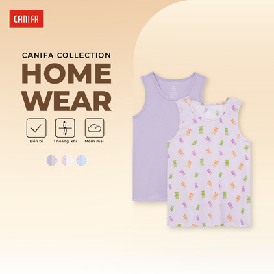 Combo 2 áo mặc nhà bé gái CANIFA áo ba lỗ in họa tiết 1LA26S001