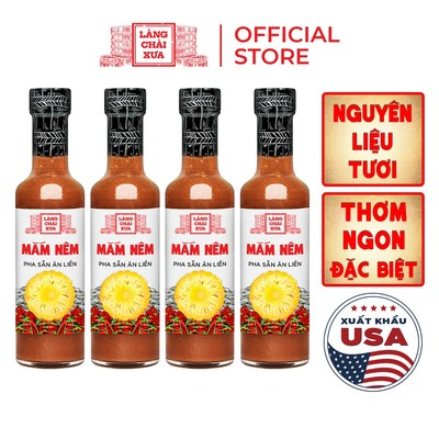 COMBO 4 CHAI Mắm nêm pha sẵn ăn liền cao cấp Làng Chài Xưa chai thủy tinh 300g nguyên liệu tươi