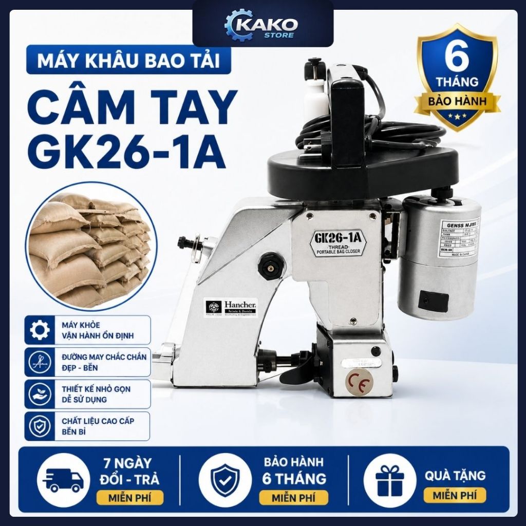 Máy khâu bao cầm tay GK26-1A , kako store, máy khâu bao đáp ứng cường độ làm việc cao, liên tục