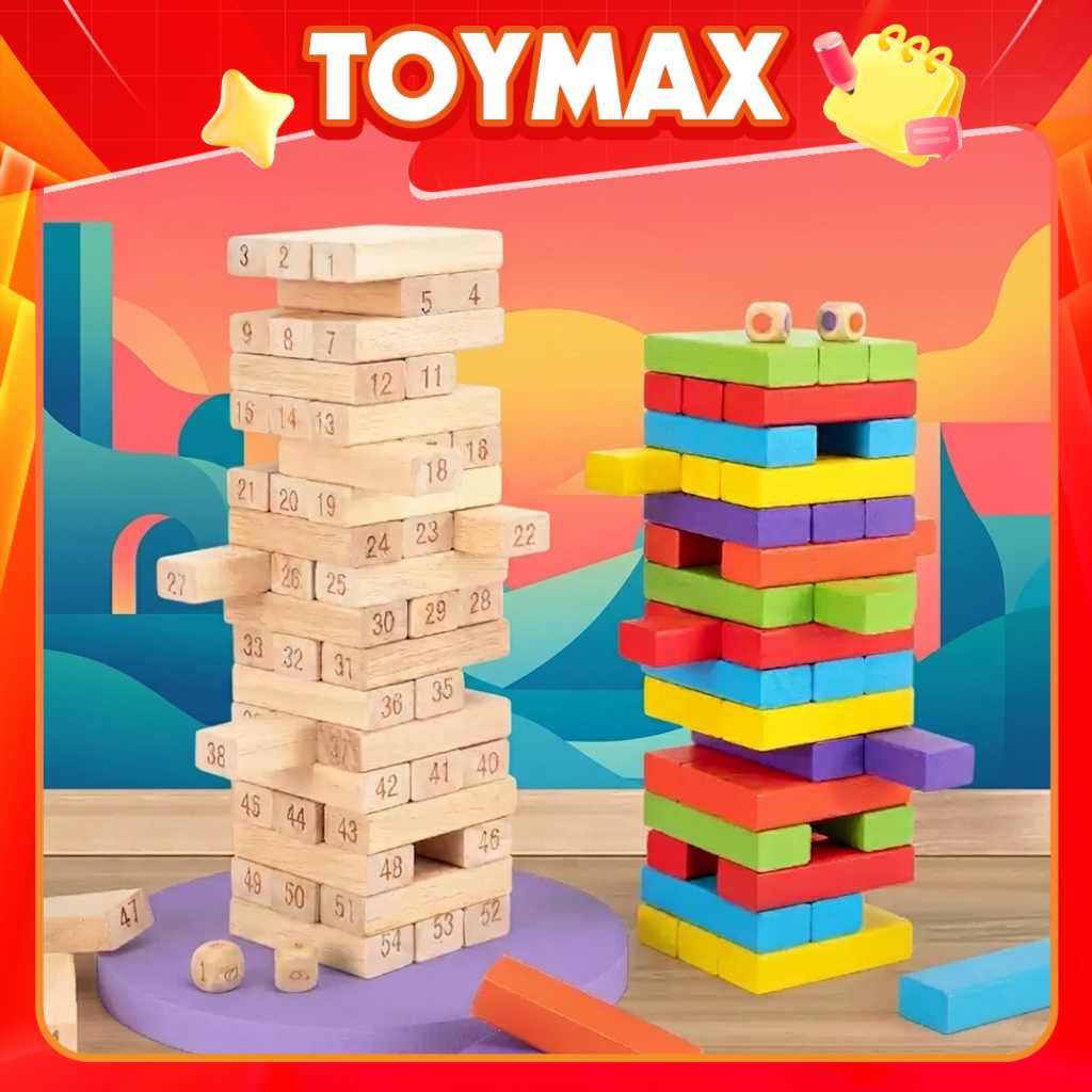 Đồ chơi rút gỗ 51 thanh cho trẻ em luyện trí thông minh khéo léo tặng kèm xúc xắc ToyMax