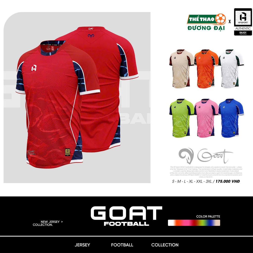 BST Quần Áo Bóng Đá Thiết Kế HP GOAT Thun Mè Cao Cấp Thoáng Khí Thể Thao Đương Đại