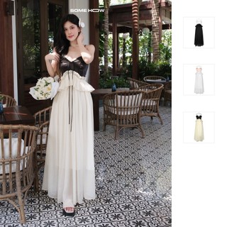 Đầm Nữ Dài Lace Layers String Top, Chất Vải Phi Tafta Phối Vải Tơ Ánh Kim, WDD059 SOME HOW STORE