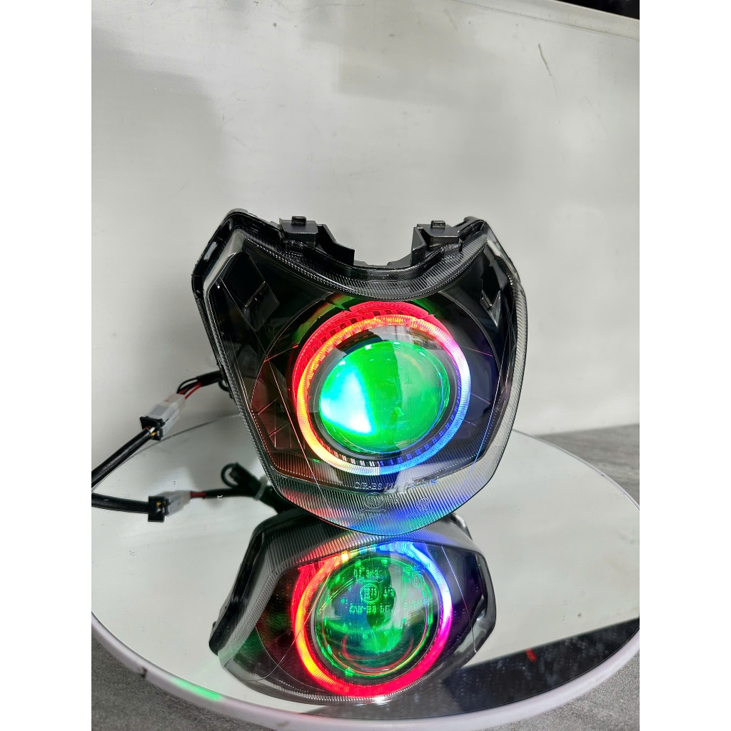 Pha Đèn Bi Cầu Vision 2015-2020 Độ Sẵn BI m10 black Kèm Vòng 3D móng Ngựa , Mắt Quỷ Đổi Màu App