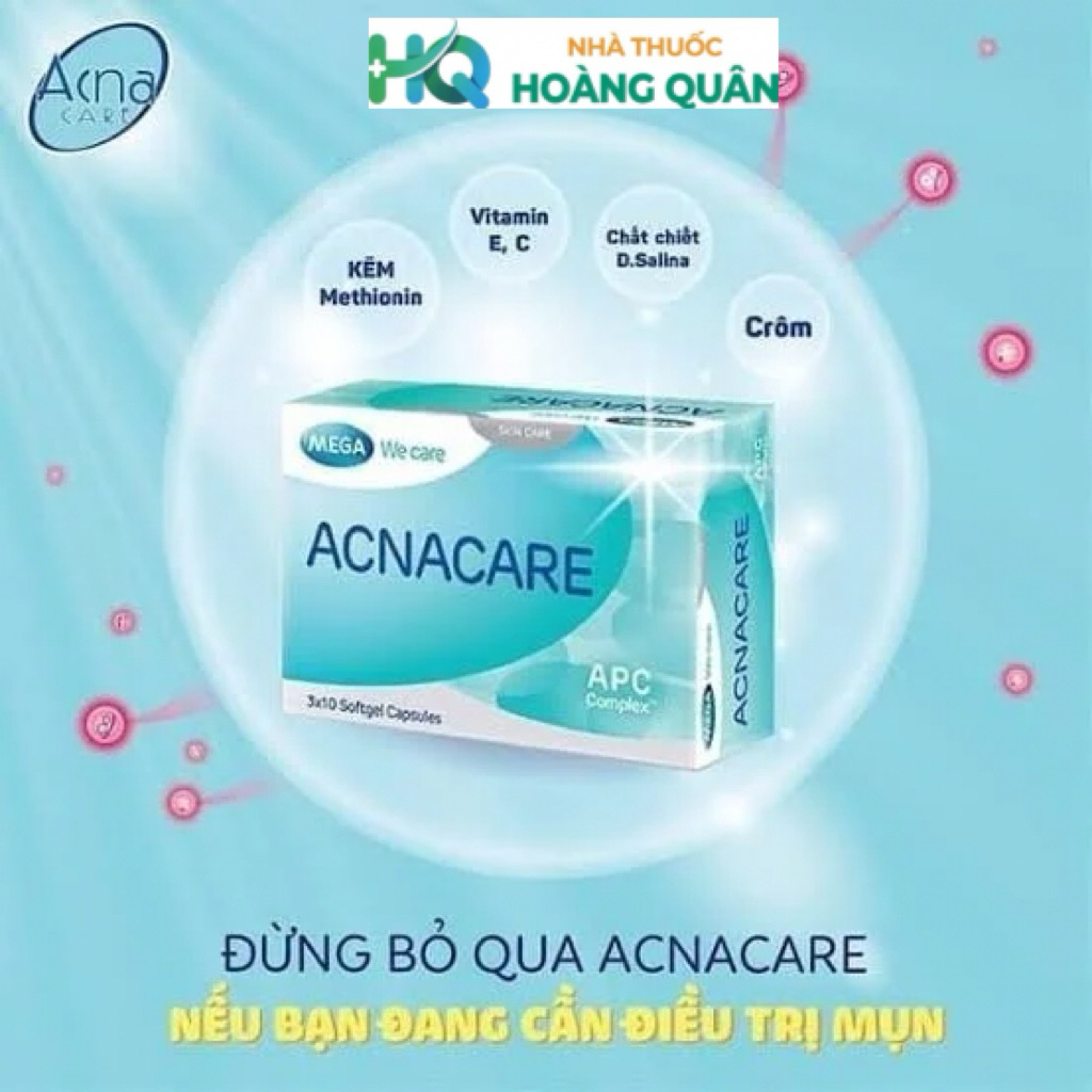 Viên uống giảm mụn, giảm nhờn - Kẽm, Crôm, D.Salina, Vitamin C, Vitamin E - ACNACARE Mega We Care (3