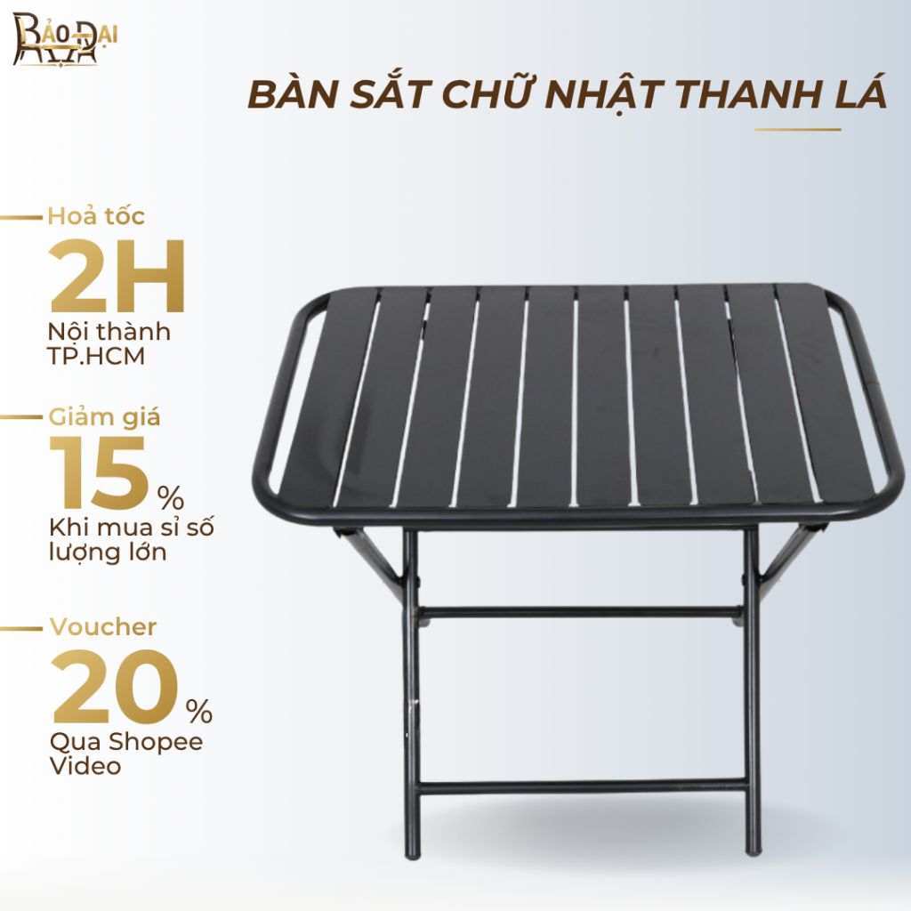 [11 MÀU SẮC] Bàn Sắt Gấp Gọn Thanh Lá Chữ Nhật 40x60x50cm Cafe Trà Chanh Uống Nước Camping