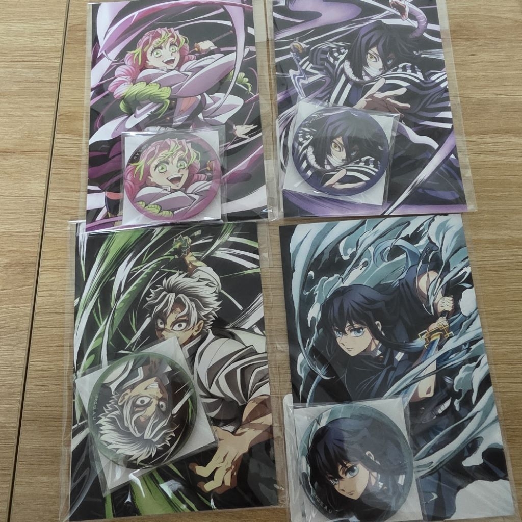 (Chính hãng) Set Postcard & Badge triển lãm KNY - Demon Slayer Sanemi Muichiro Mit Obanai