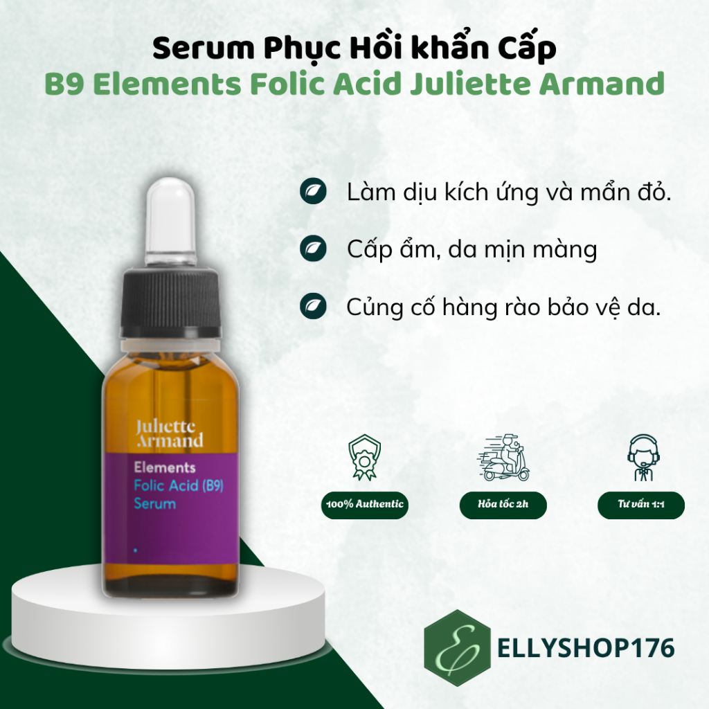 [Đại lý chính hãng] Serum B9 Juliette Armand Elements Folic Acid - Phục hồi khẩn cấp, làm dịu kích ứ