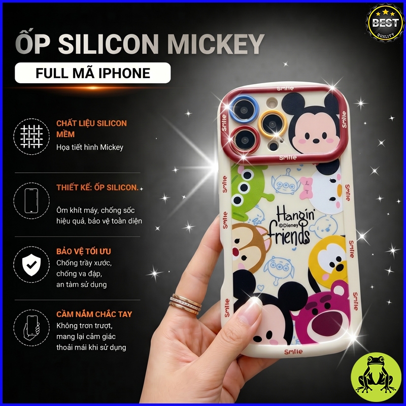 Ốp lưng Silicon IPHONE 14, IP 14 Pro Max, IP 14 Pro, IP 14+ ... hình Mickey hạn chế ố