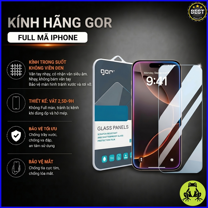 Kính Cường Lực Gor Mặt sau iPHONE 11 Trong Suốt Cao Cấp hãng Gor
