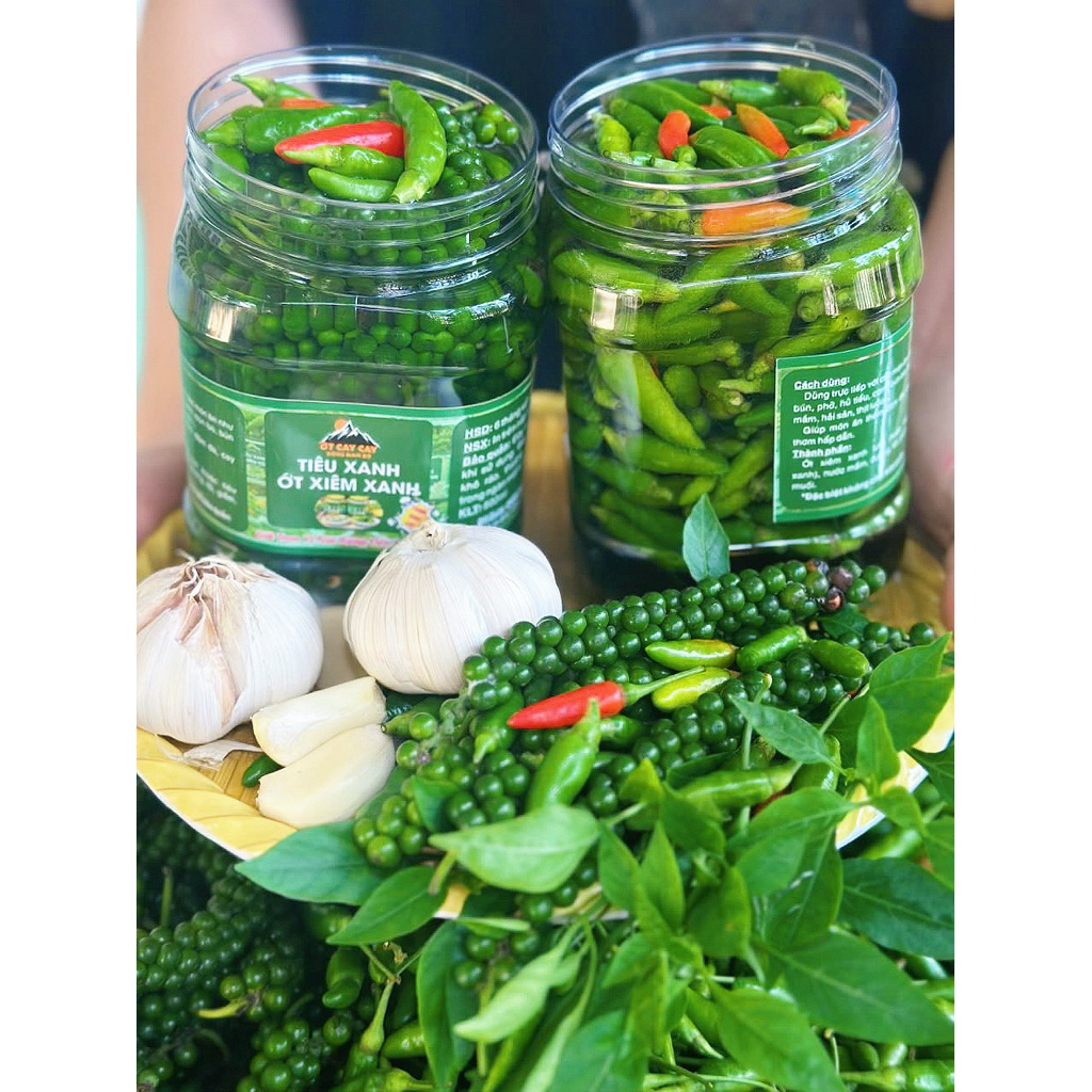 Ớt Xiêm Xanh và Tiêu Xanh ngâm mắm nhà Ớt Cay Cay-Siêu Giòn-Siêu Thơm-Cay Dịu Êm