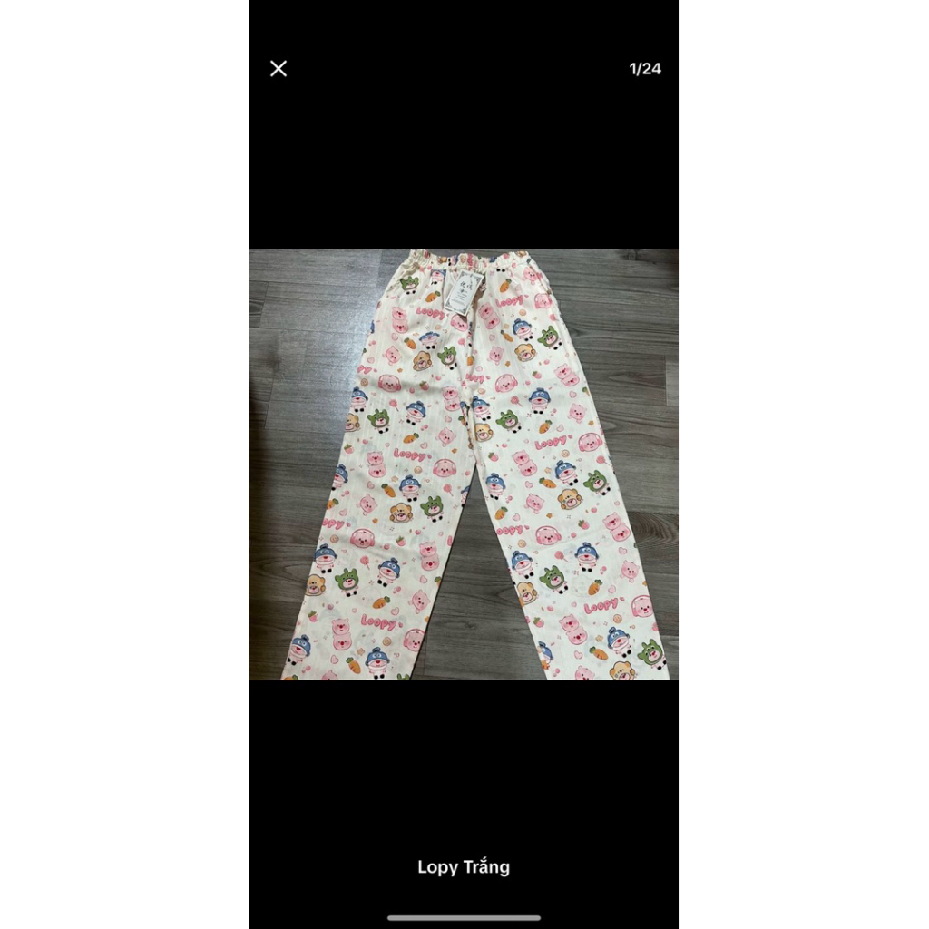 quần dài hoạt hình ống rộng nữ có đủ size hoạ tiết dễ thương chất đũi gân | BigBuy360 - bigbuy360.vn