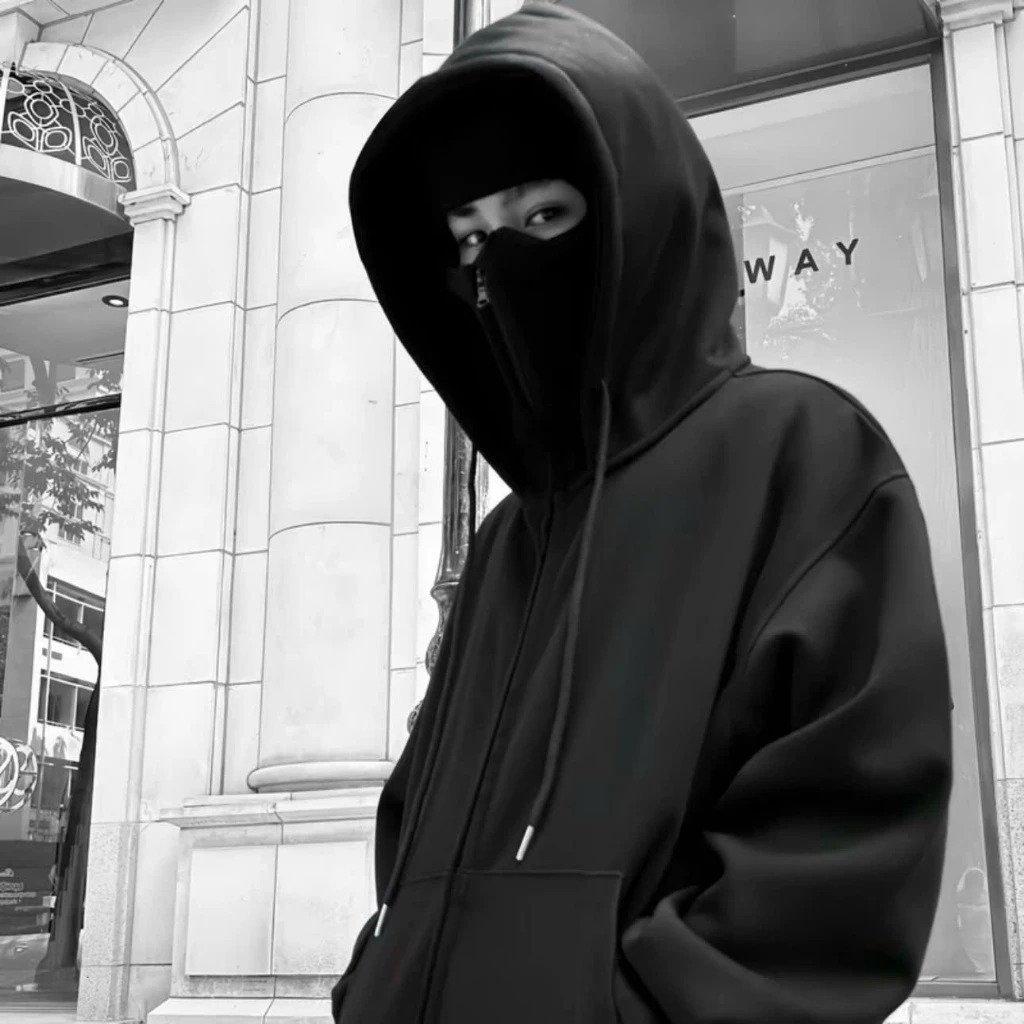 Áo Khoác Hoodie Zip Ninja Cổ Cao Phong Cách Ninja Che Mặt Mũ Rộng Siêu Ngầu - Áo Chống Nắng Ninja Ho