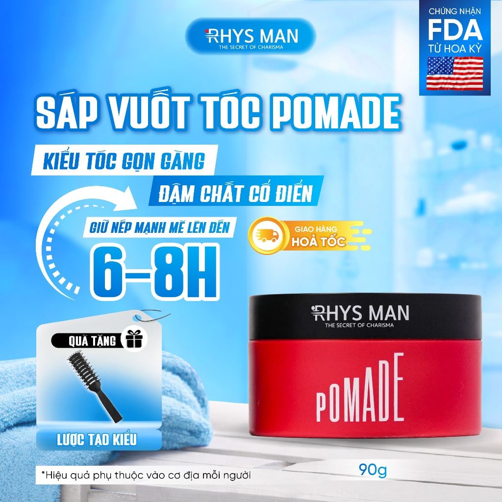 Sáp vuốt tóc 3S tạo kiểu tự nhiên bản Pomade 90g Rhys Man
